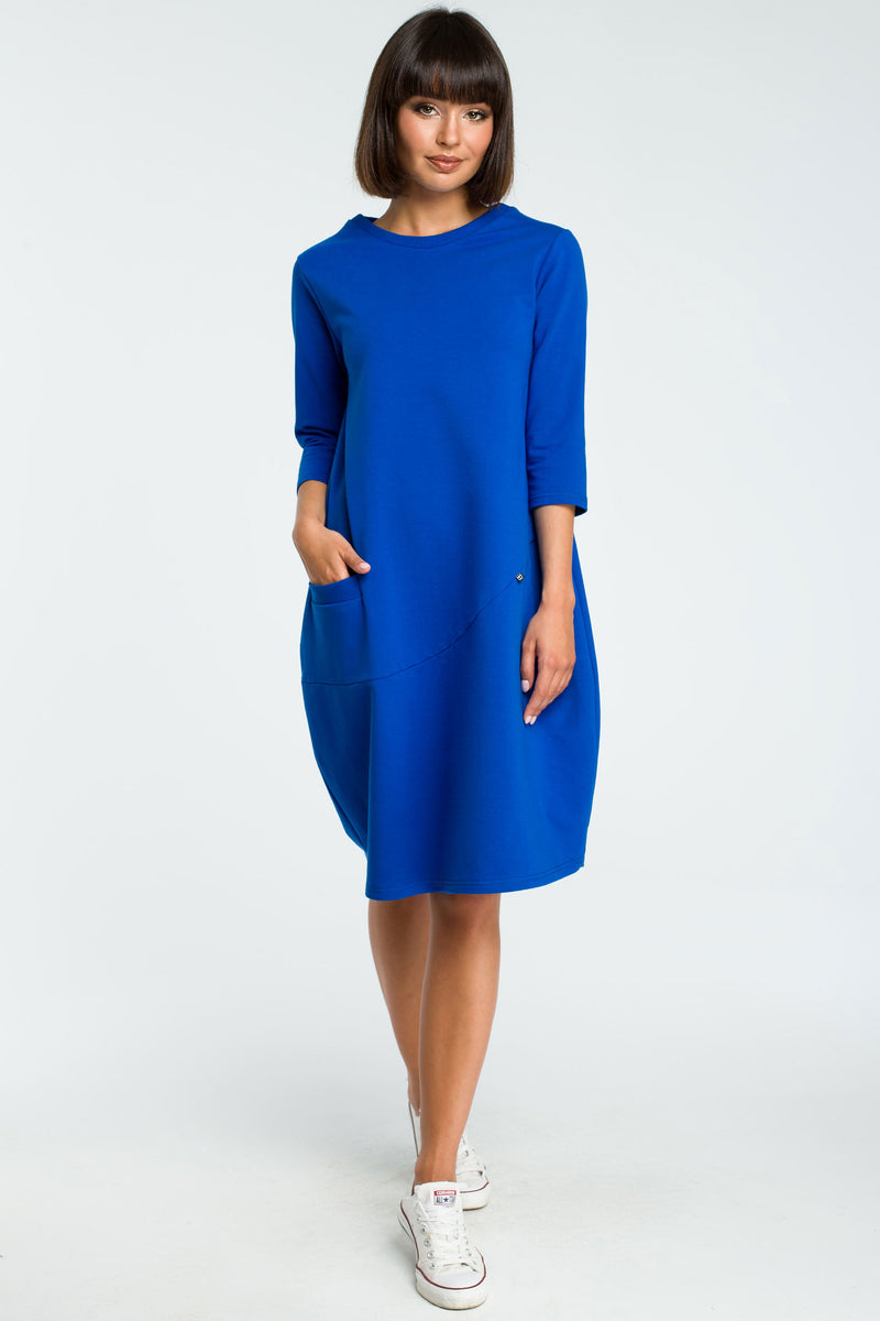 Oversize Royal Blue Cotton Midi Dress ...